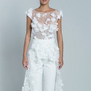 LIKE NEW! RIME ARODAKY ISLA JUMPSUIT ~ SIZE 36 ~ 3D APPLIQUE & TRAIN